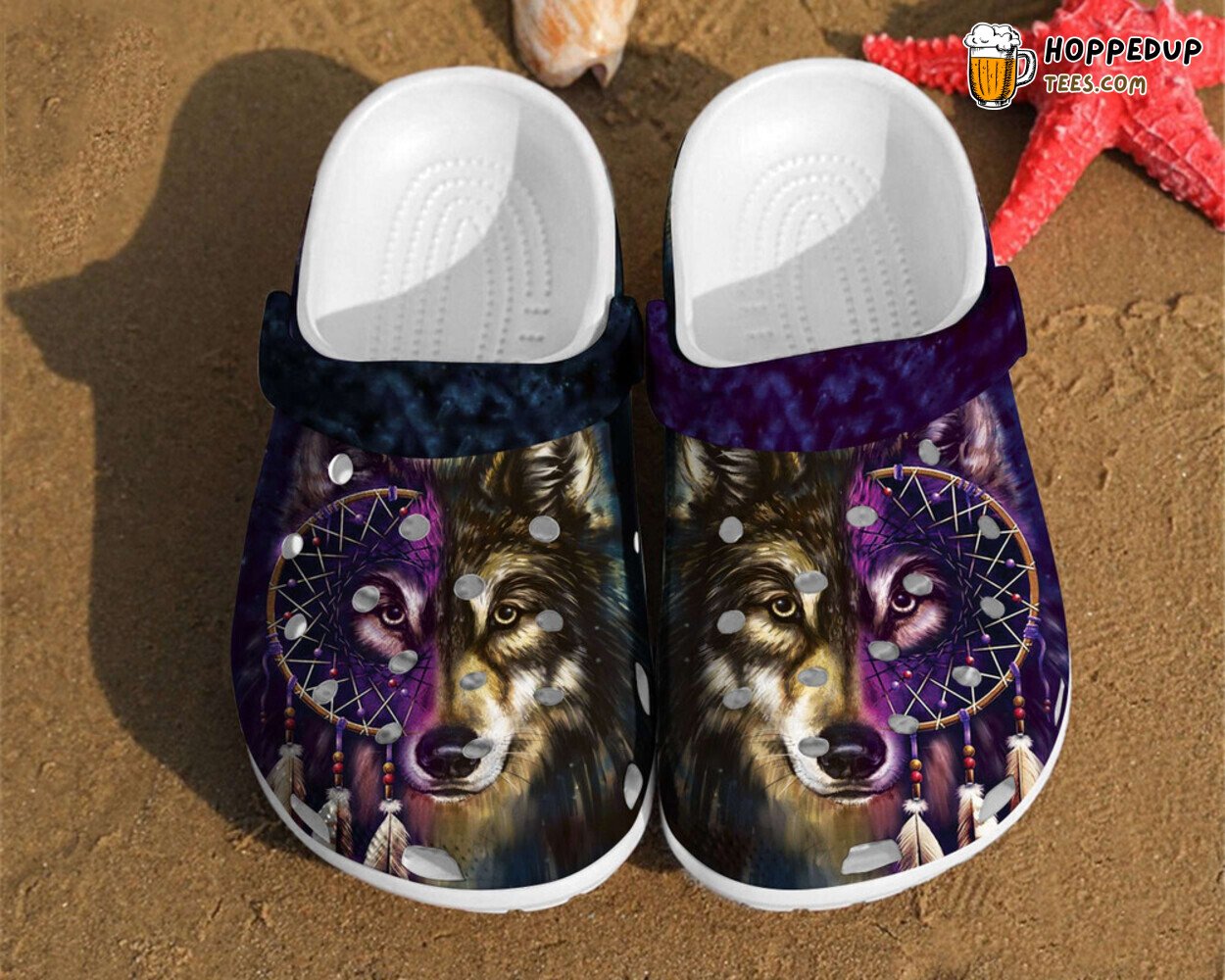 Wolf Art Dreamcatcher Two Face Rubber Comfortable Clogs Footwear