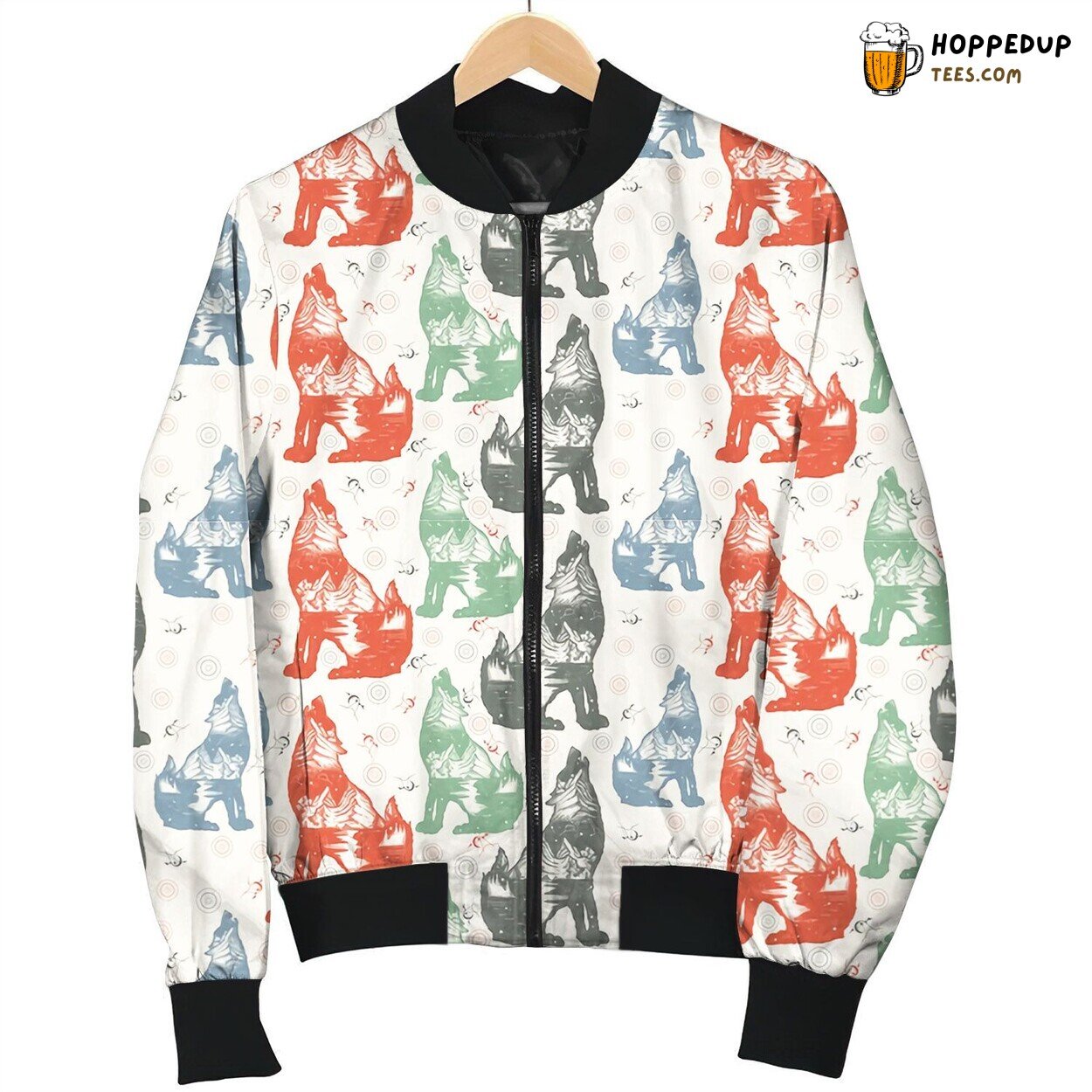 Wolf Colorful Pattern Bomber Jacket