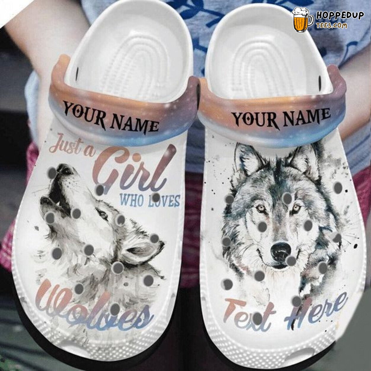 Wolf Girl Custom Name Rubber Comfortable Unique Design Clogs