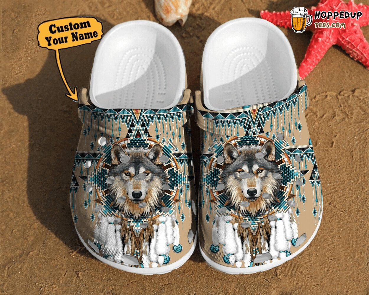 Wolf Native American Dreamcatcher Theme Comfortable Clogs Inspired Shoes