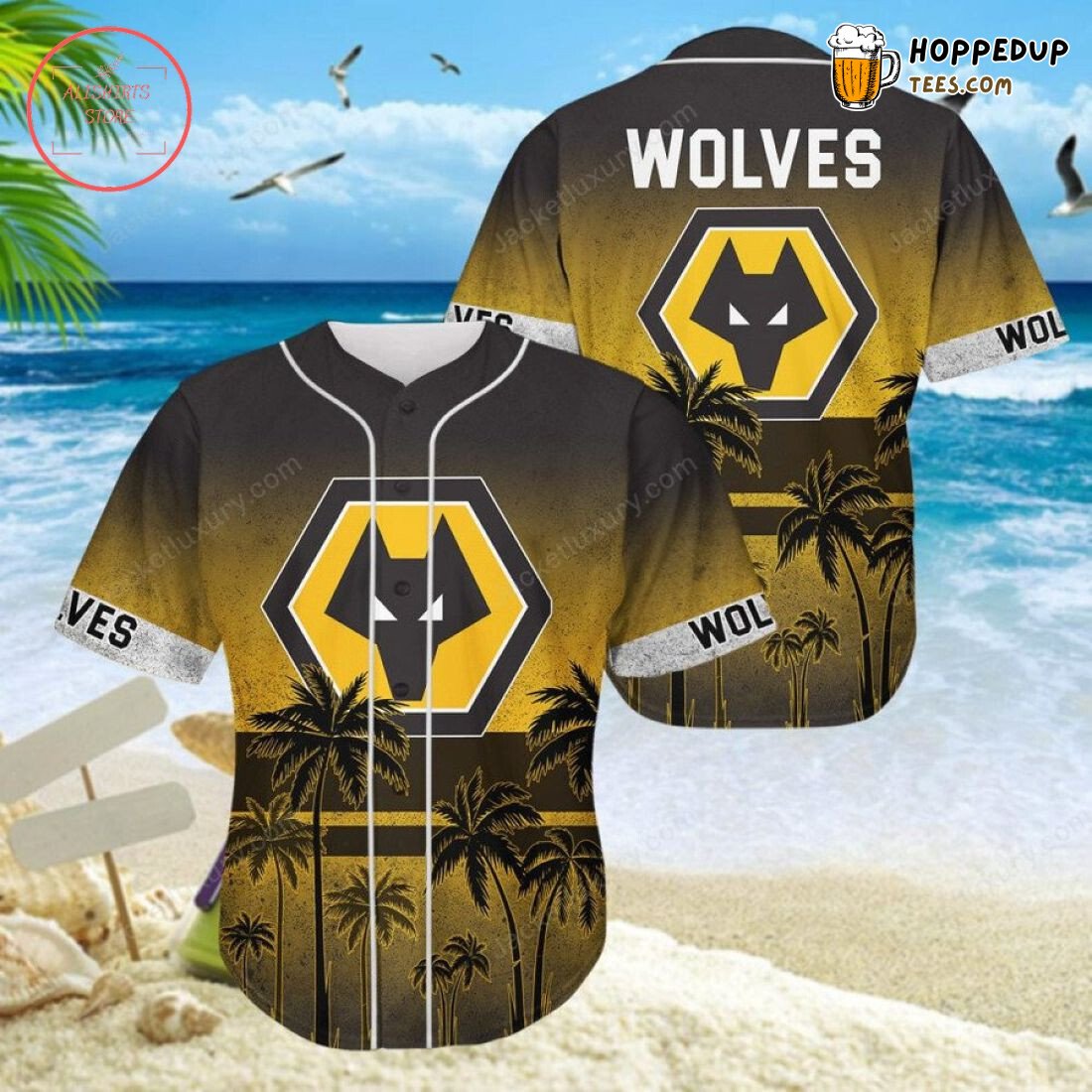 Wolverhampton Wanderers FC Coconut Tree Beach Baseball Jersey Unisex Shirt