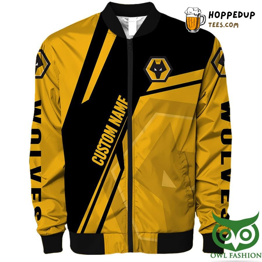 Wolverhampton Wanderers FC Custom Name Yellow Black Bomber Jacket