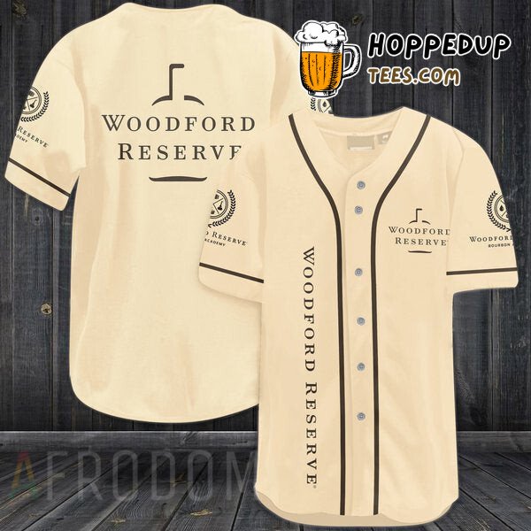 Woodford Reserve Themed Beige Baseball Jersey Unique Distinctive Design Look