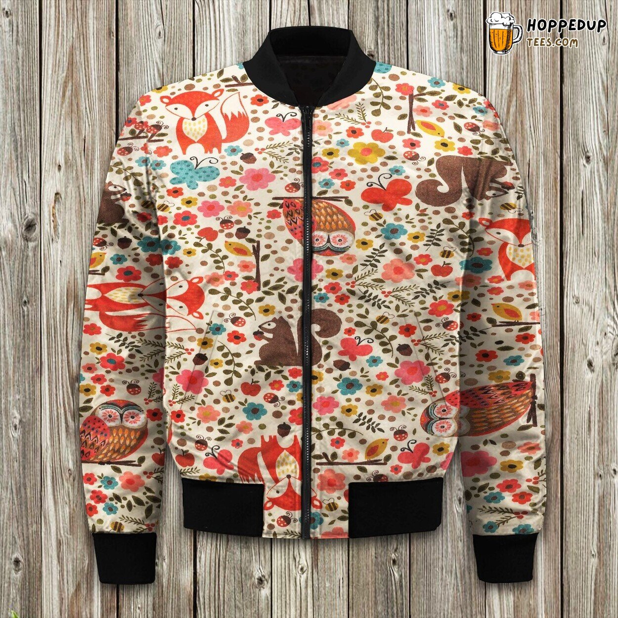 Woodland Animals Design Winter Bomber Jacket Tailored Quality Warmth