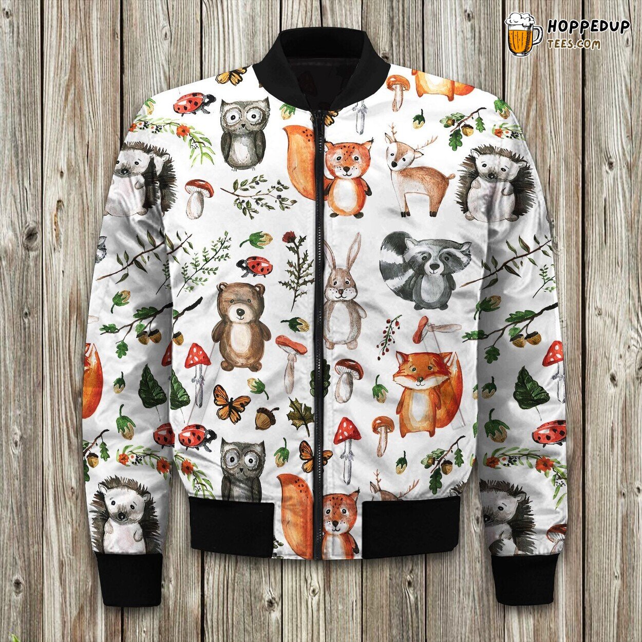 Woodland Animals Winter Bomber Jacket Elite Design Warmth Comfort