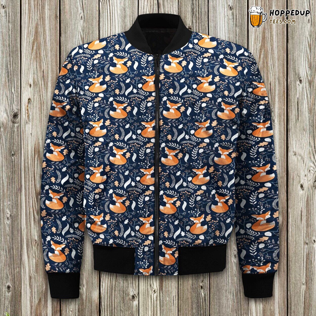 Woodland Foxes Gathering Bomber Jackets Winter Forest Fiesta