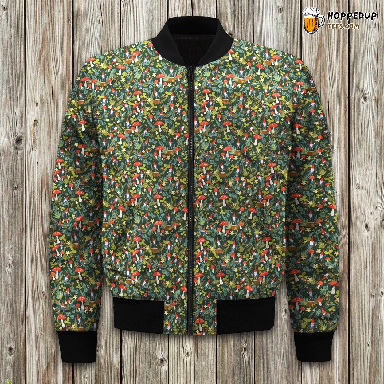 Woodland Gnomes Bomber Winter Jacket Large Size Luxurious Warm Design