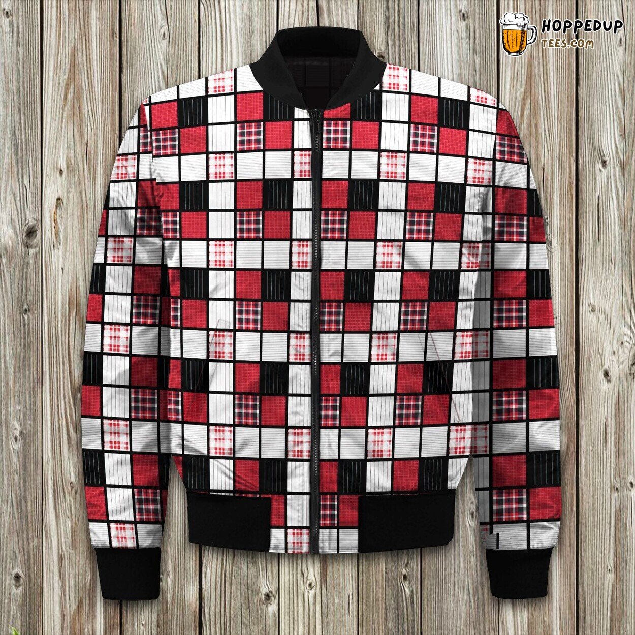 Woolrich Tulsa Red Grey Bomber Jacket