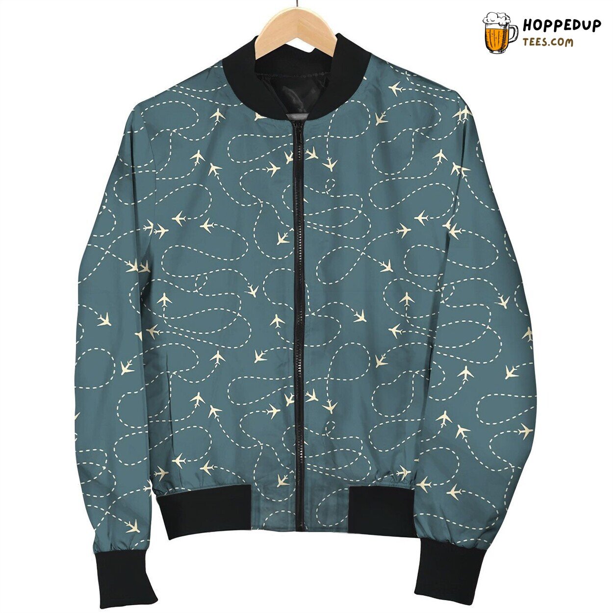 World Map Flight Path Bomber Jacket
