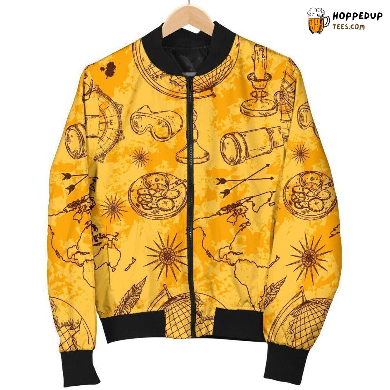 World Map Geographic Design Tribute Men’s Bomber Jacket Unique Pattern Art
