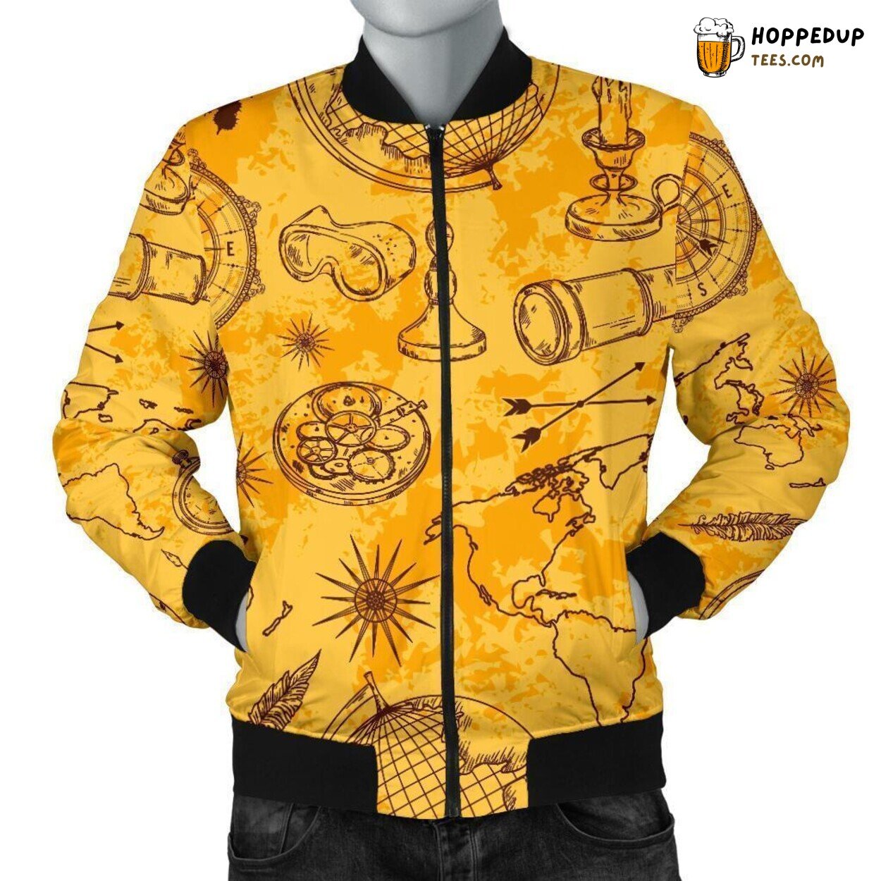 World Map Geographic Design Tribute Men’s Bomber Jacket Unique Pattern Art