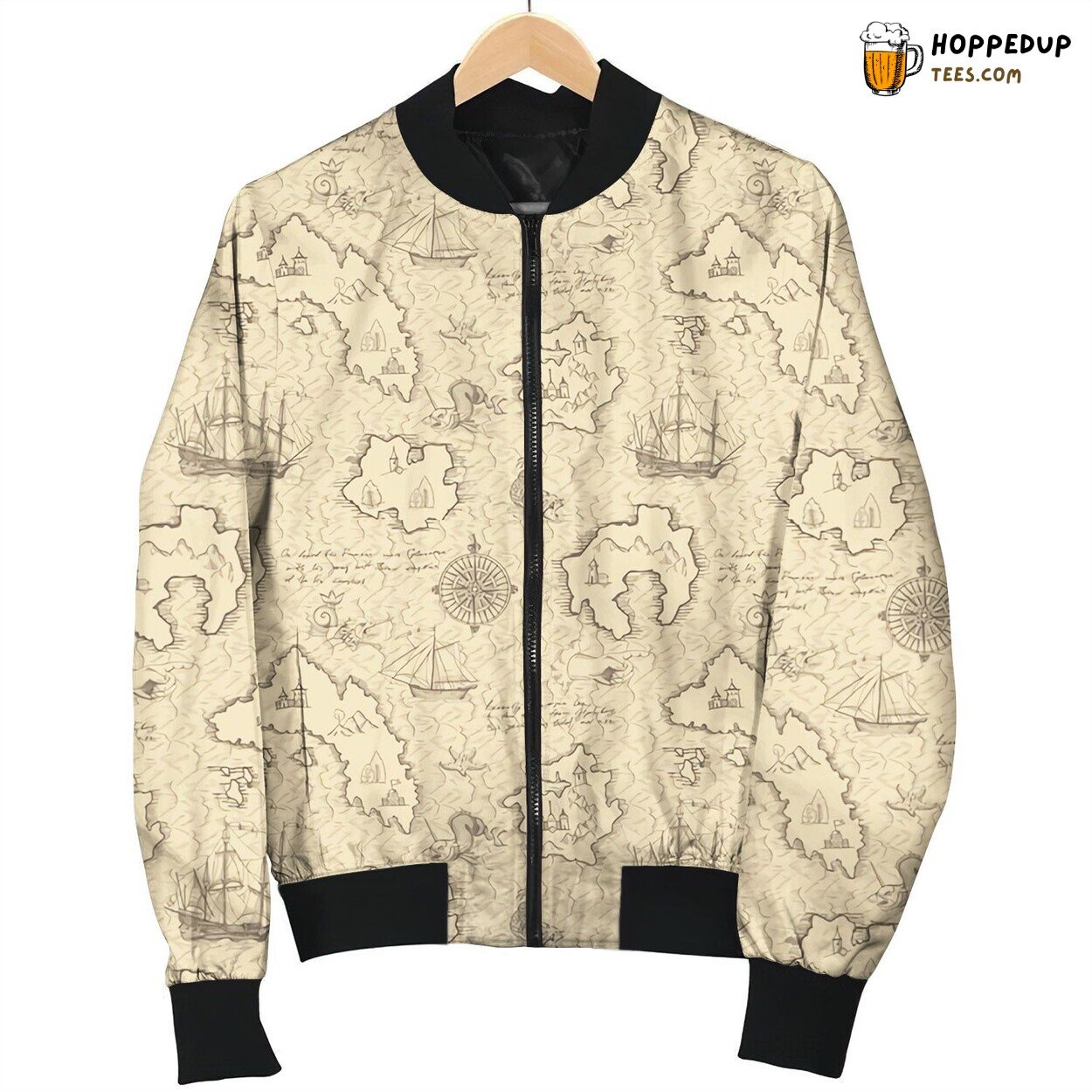 World Map Retro Pattern Bomber Jacket