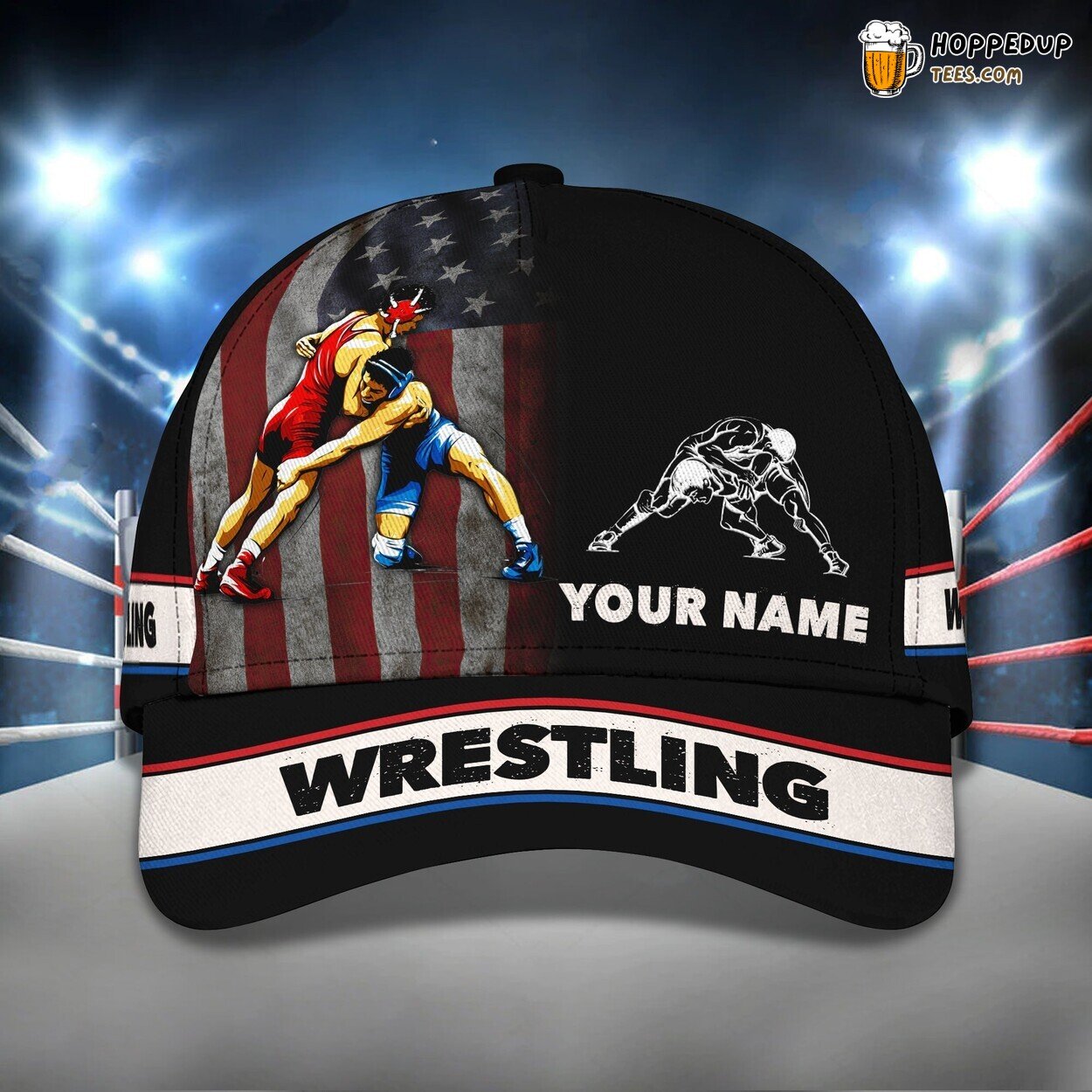 Wrestling 3D Classic Cap Personalized Name Unique Premium Elegant Style