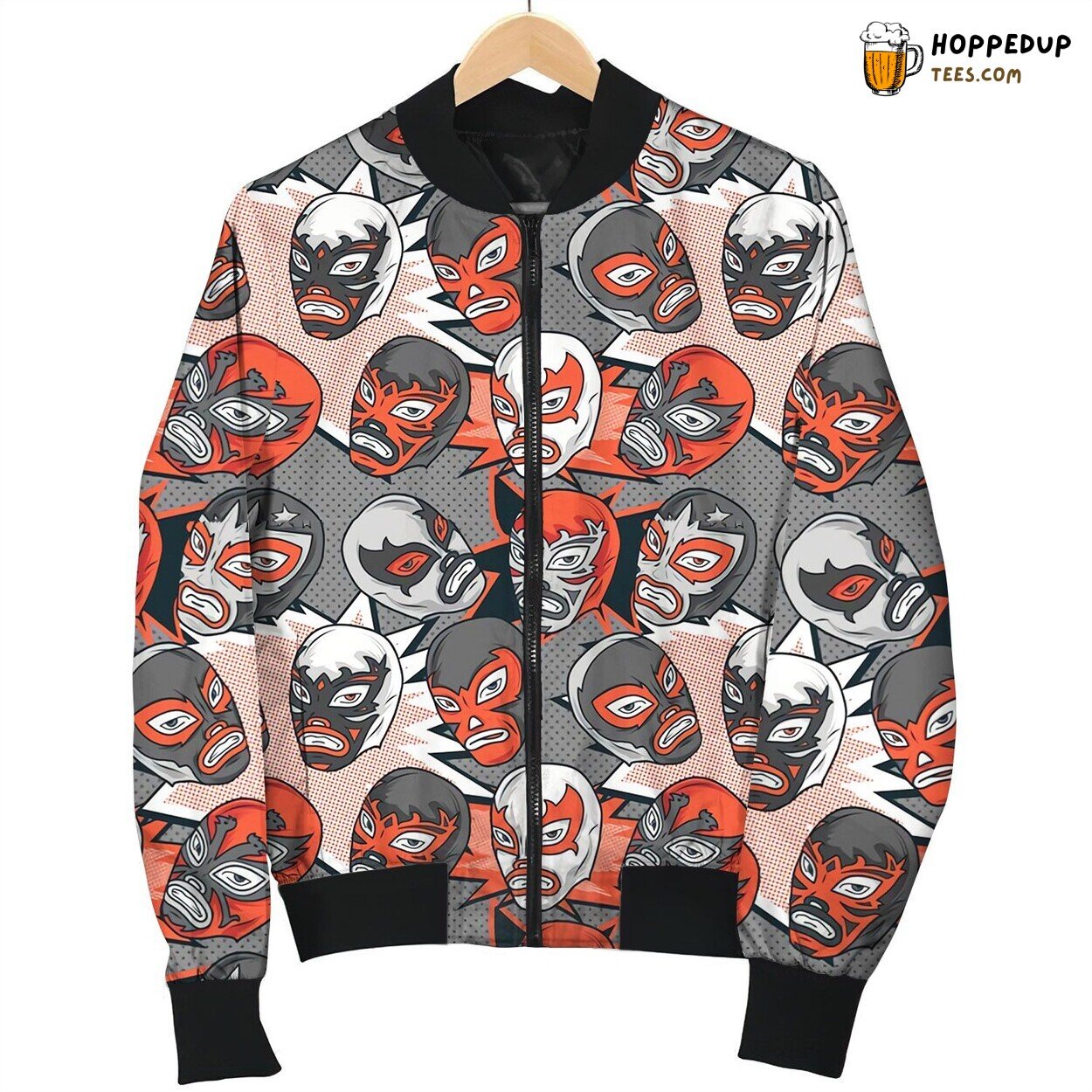 Wrestling Mask Mystery Winter Bomber Jacket Luchador Signature Design