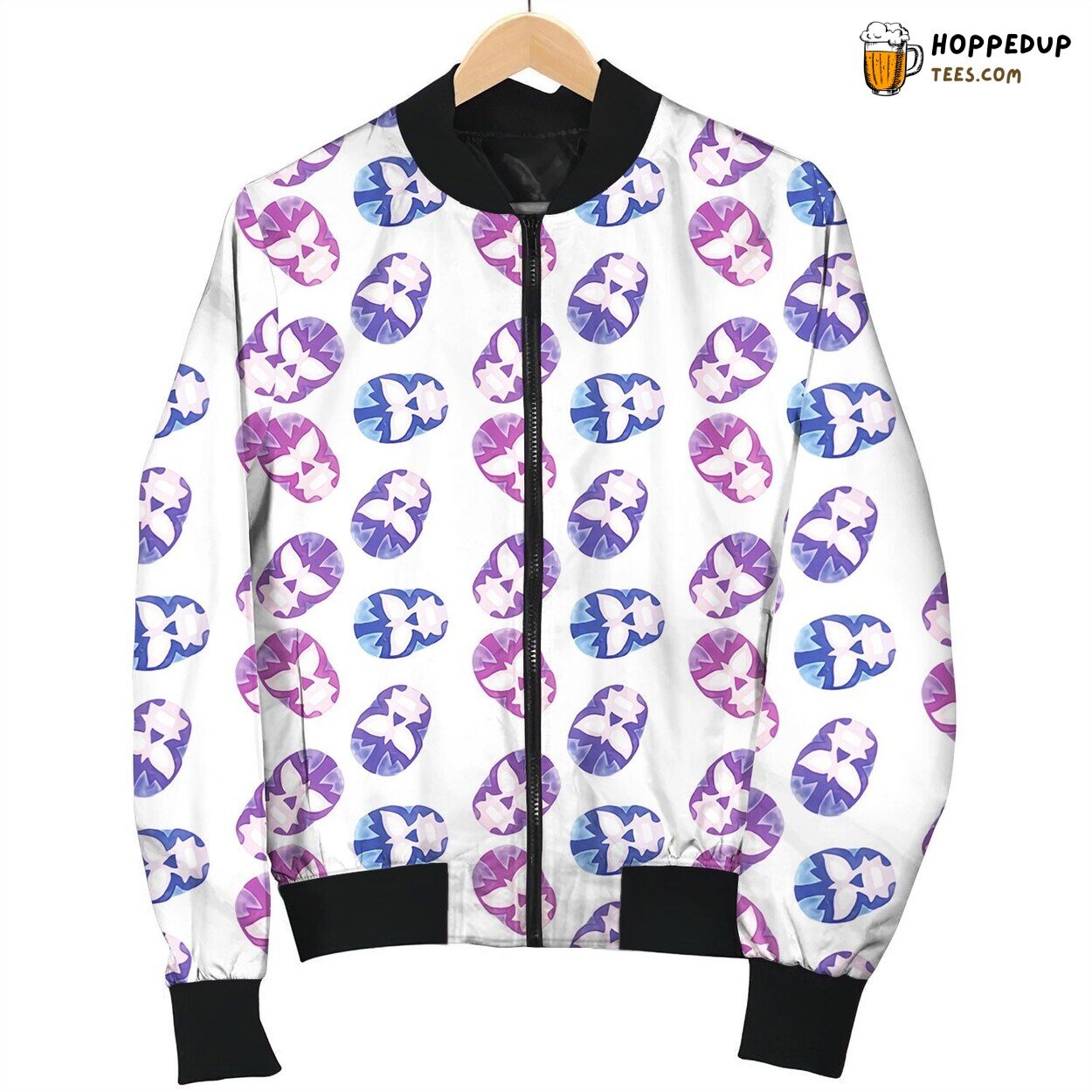 Wrestling Mask On White Bomber Jacket
