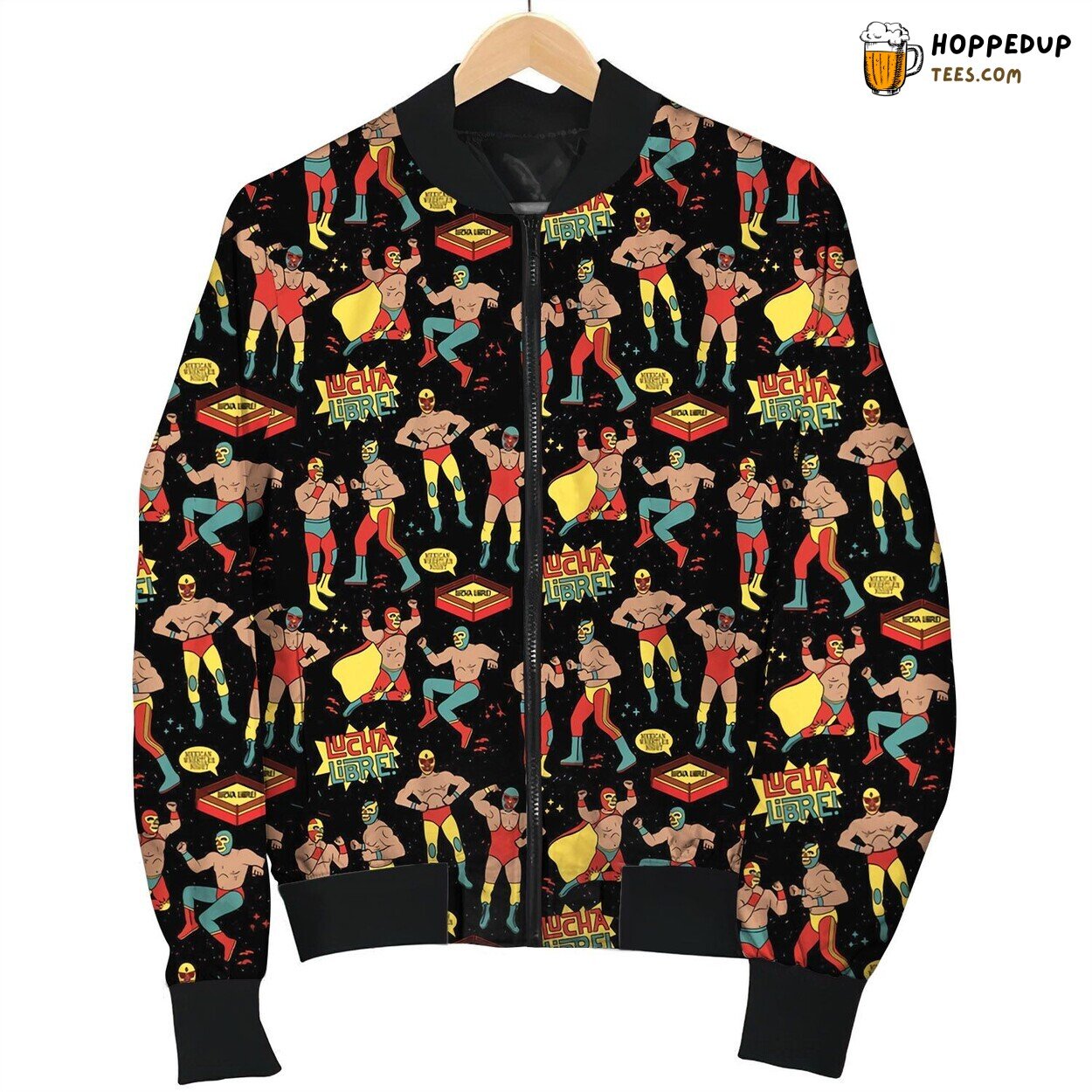 Wrestling Party Vibes Winter Bomber Jacket Competitive Joy Theme