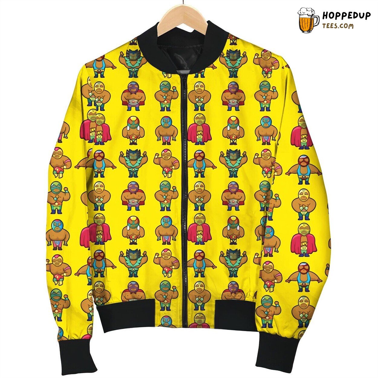 Wrestling Yellow Background Bomber Jacket
