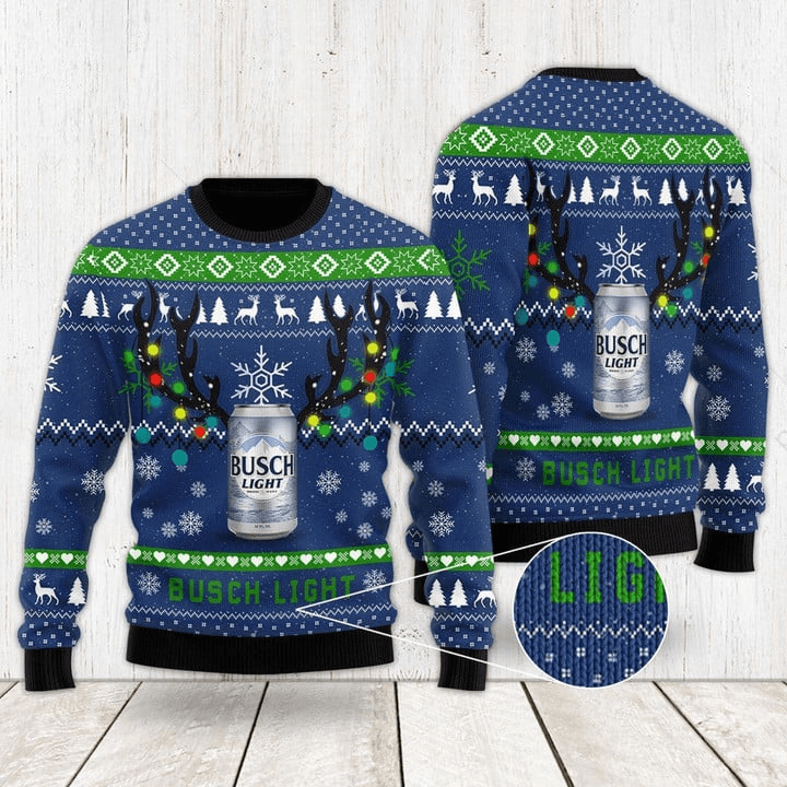 Xmas Deer Busch Light Ugly Christmas Sweater HU