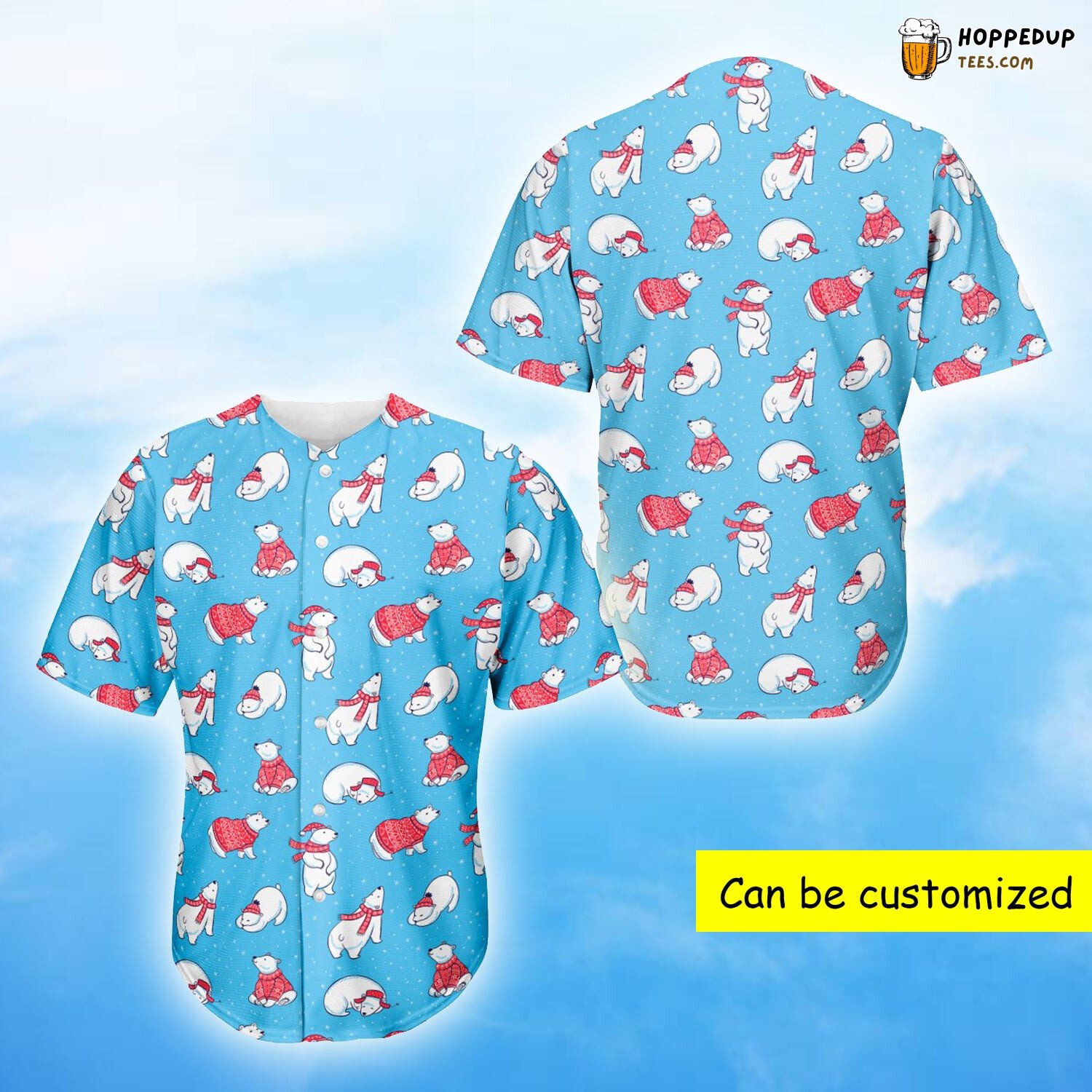 Xmas Polar Bear Pattern Baseball Tee Jersey Shirt Printed 3D