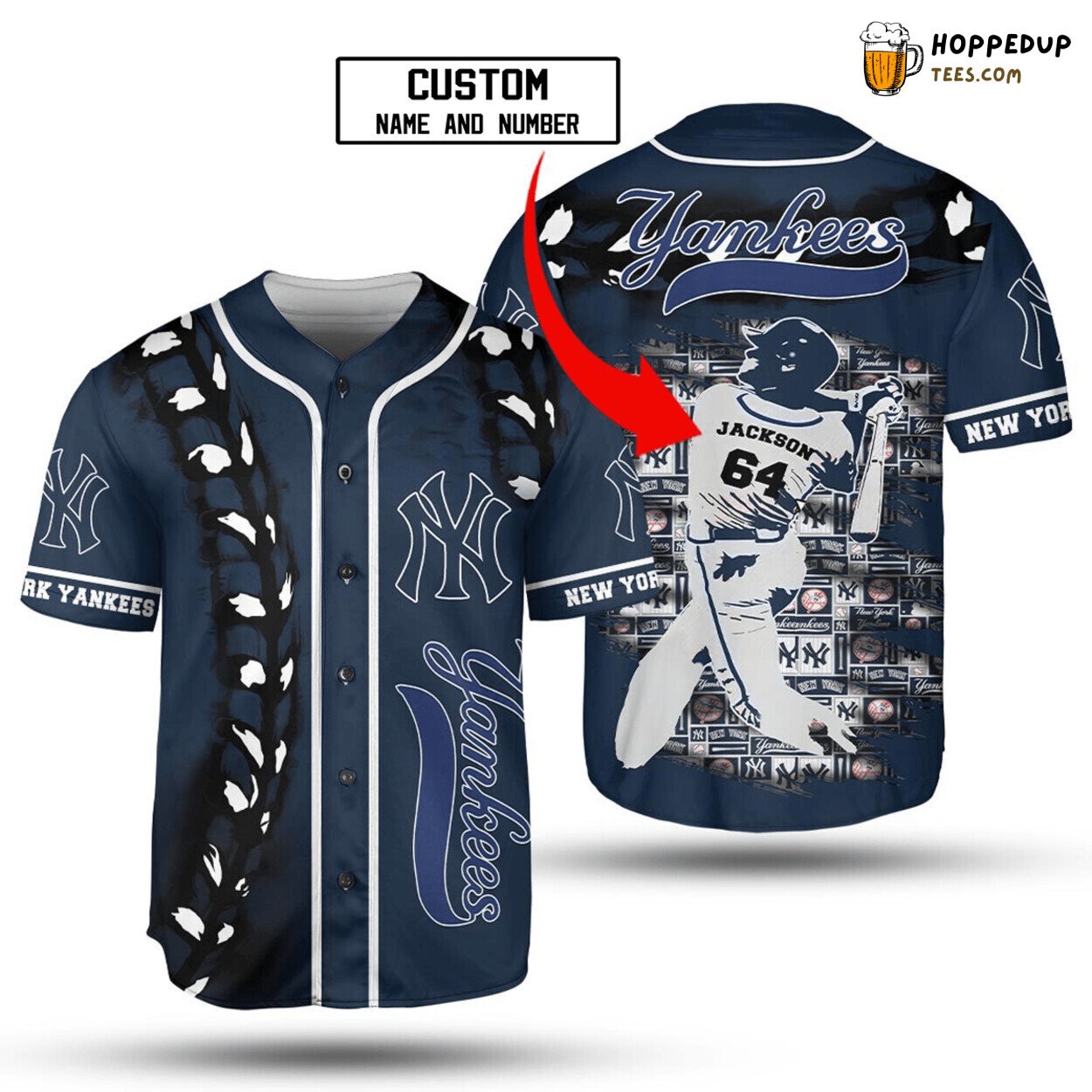 Yankees Personalized Name Number Baseball Jersey Unisex MLB New York