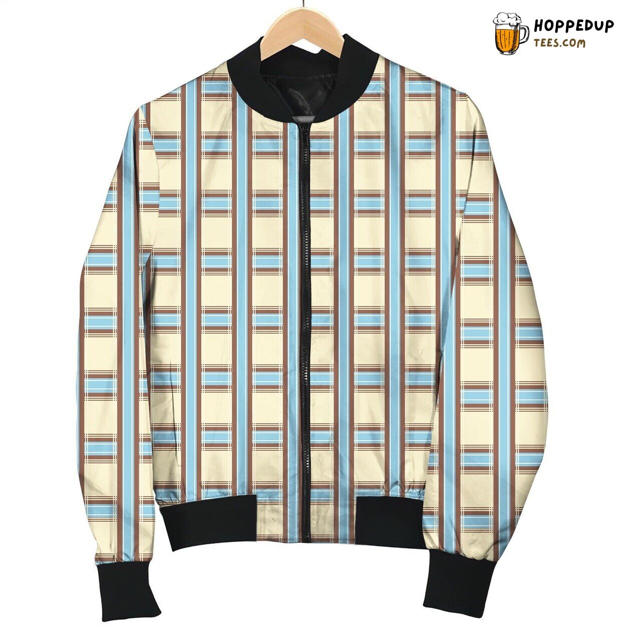 Yellow And Blue Tartan Bomber Jacket