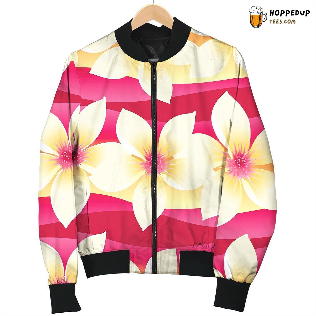 Yellow And Pink Tropical Floral Seamless Pattern Bomber Jacket