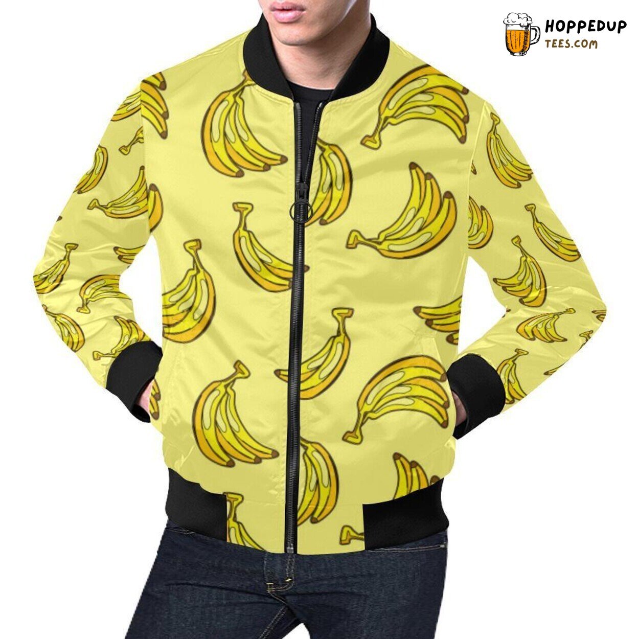 Yellow Banana Pattern Print Men’s Bomber Jacket Distinct Look Yellow Banana Pattern Print Men’s Bomber Jacket Distinct Look