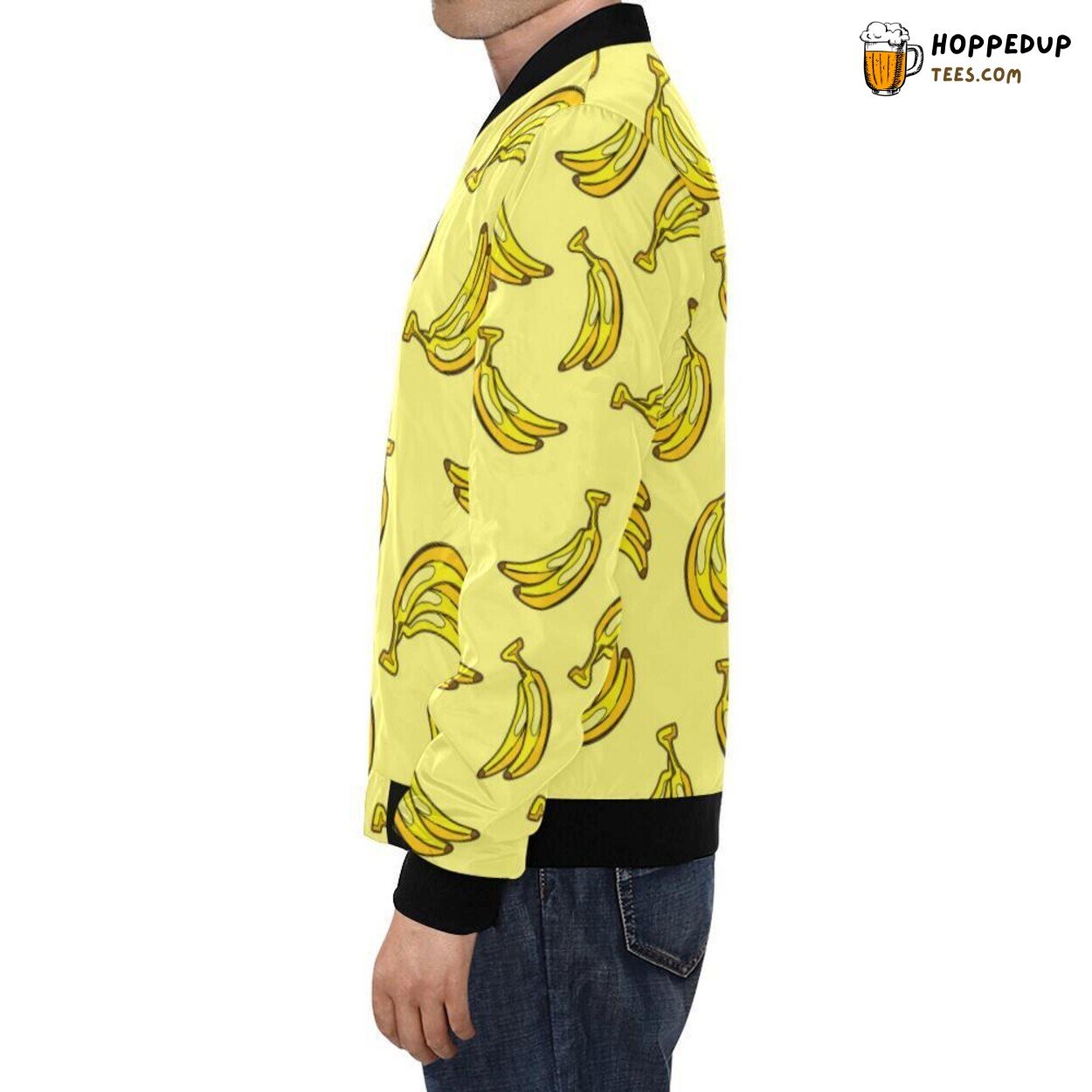 Yellow Banana Pattern Print Men’s Bomber Jacket Distinct Look