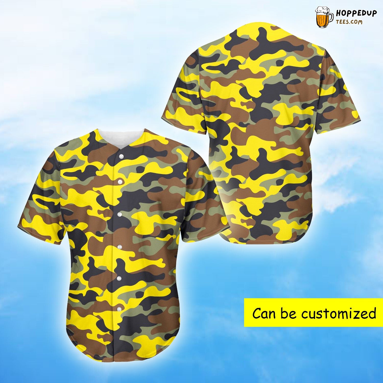 Yellow Brown And Black Camo Baseball Tee Jersey Shirts 3D Yellow Brown And Black Camo Baseball Tee Jersey Shirts 3D