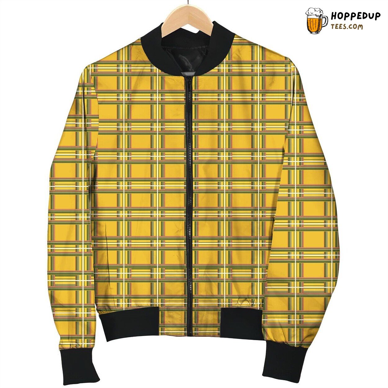 Yellow Gingham Cute Bomber Jacket