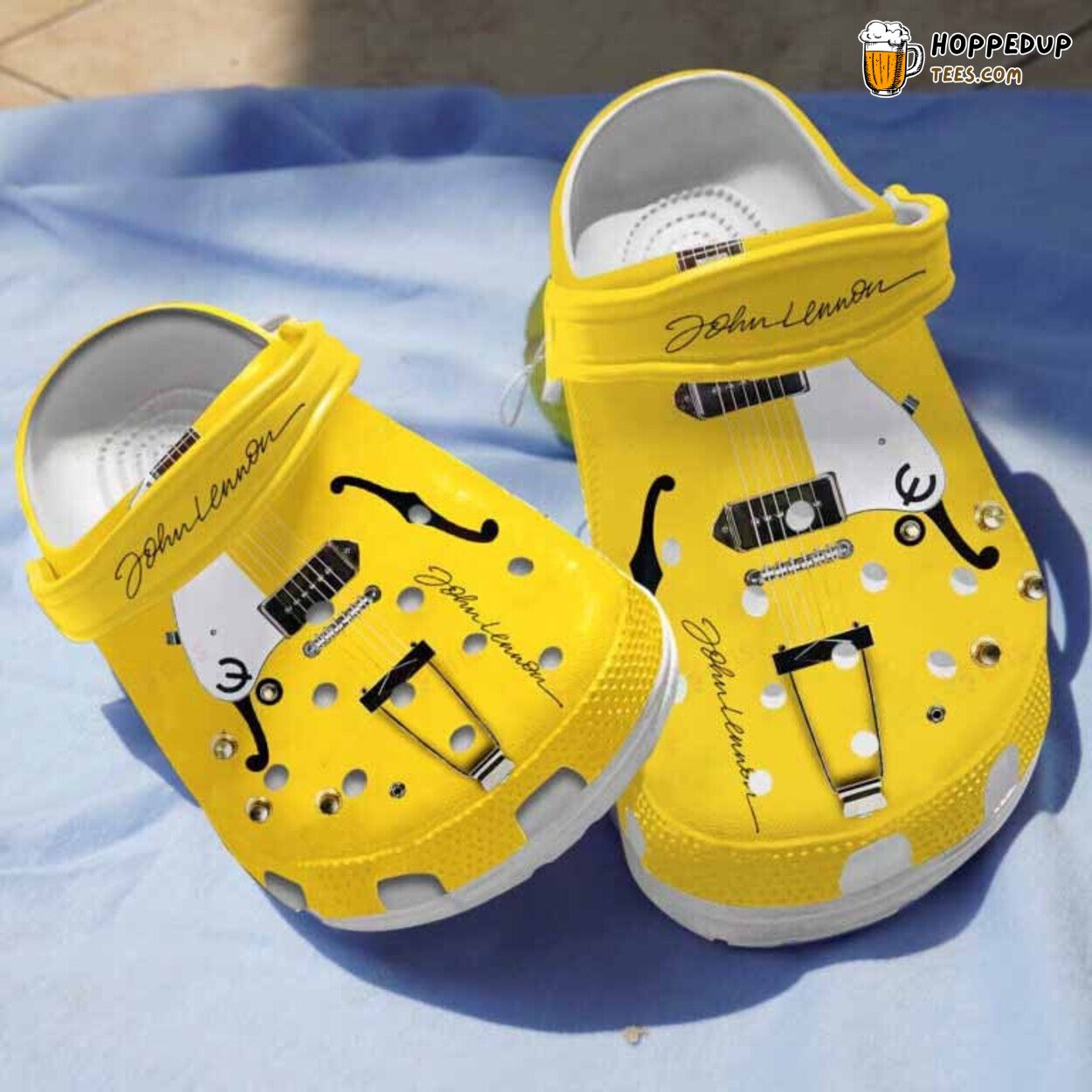Yellow Guitar Themed Comfortable Unique Birthday Gift Clogs Shoes