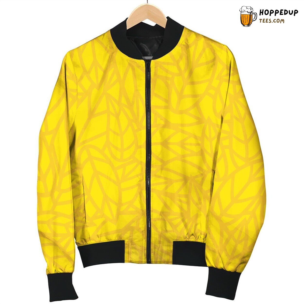 Yellow Leaf Nature Seamless Pattern Bomber Jacket