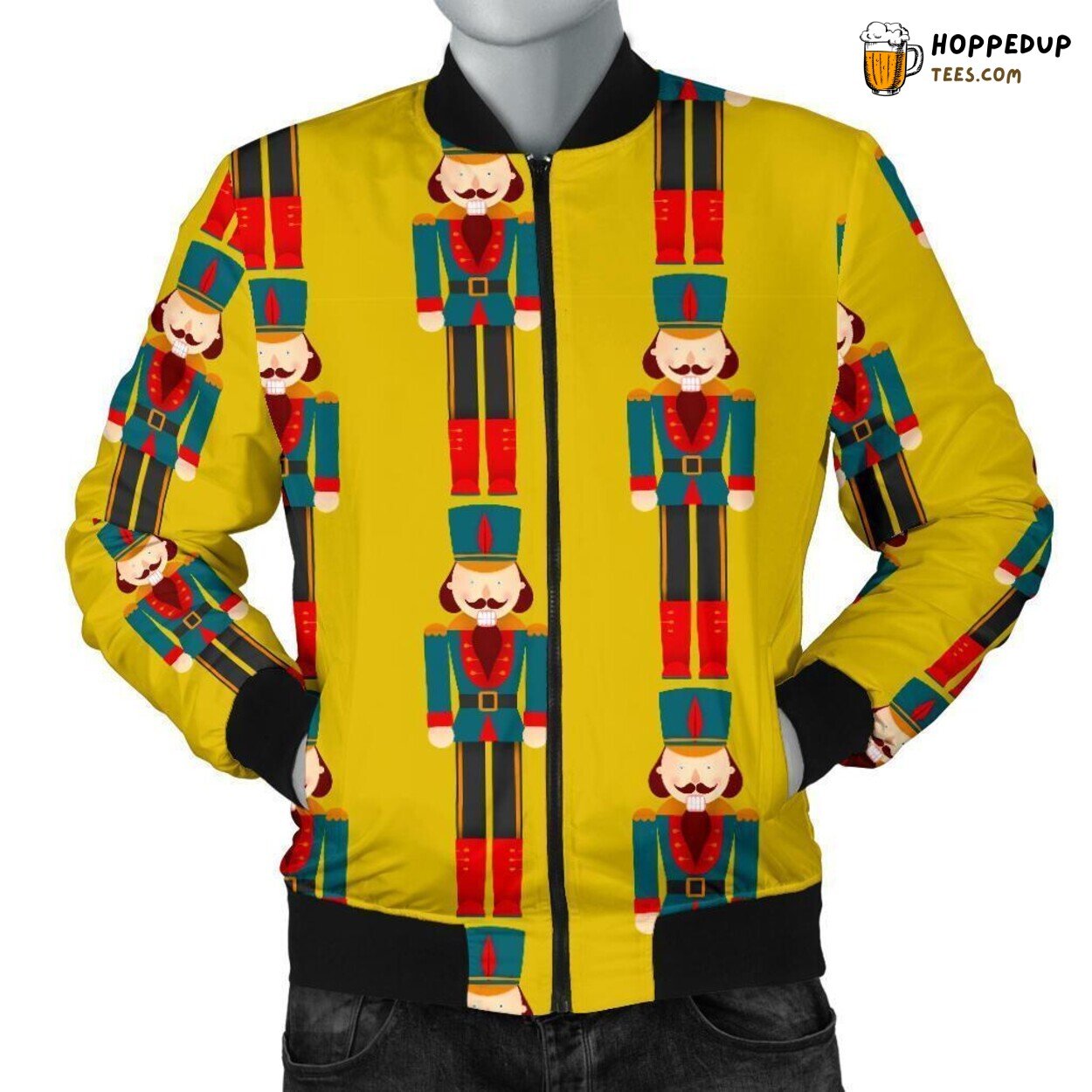 Yellow Nutcracker Art Men’s Bomber Jacket Unique Pattern Design Showcase