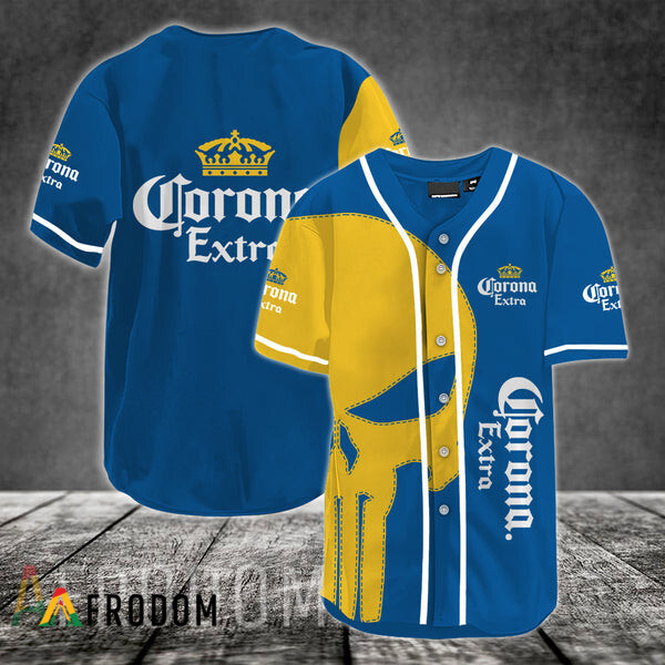 Yellow Skull Corona Beer Baseball Jersey Style HU