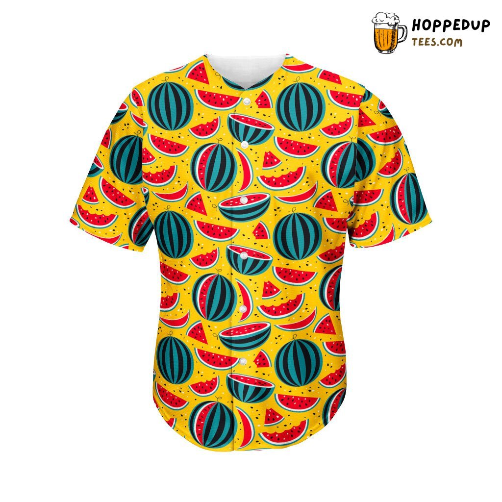 Yellow Watermelon Pattern Baseball Tee Jersey Shirts 3D
