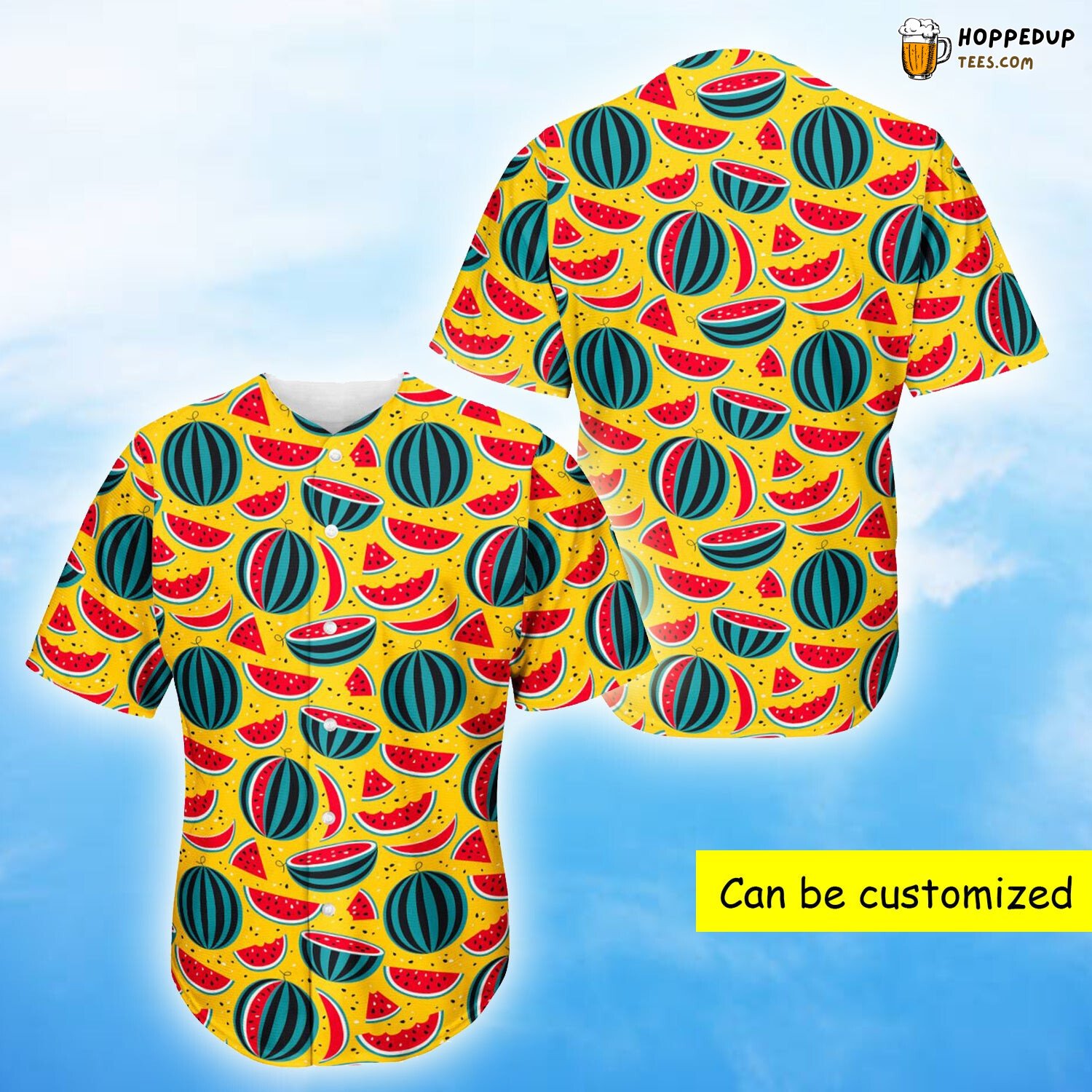Yellow Watermelon Pattern Baseball Tee Jersey Shirts 3D