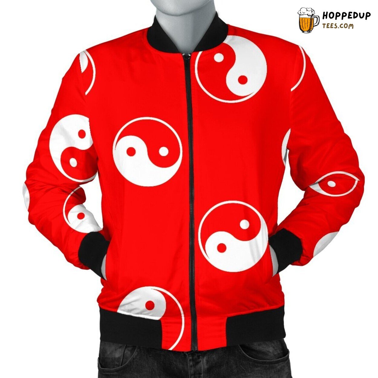 Yin Yang Classic Harmony Men’s Bomber Jacket Balanced Spiritual Design Tribute