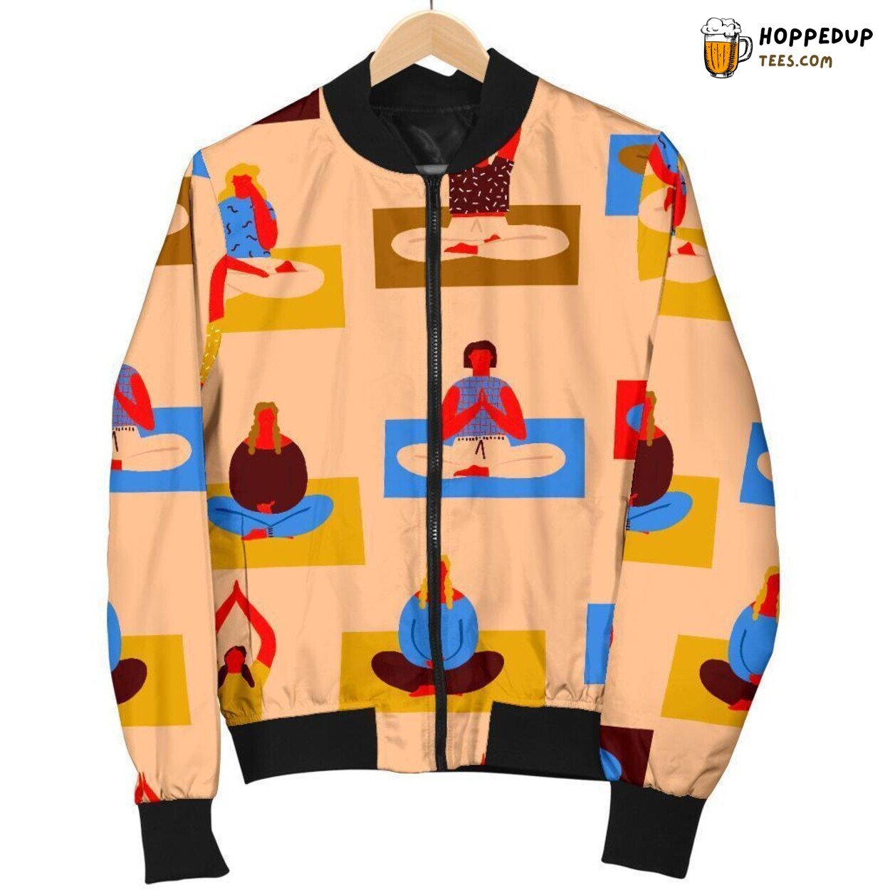 Yoga Meditation Serenity Men’s Bomber Jacket Unique Pattern Design Display