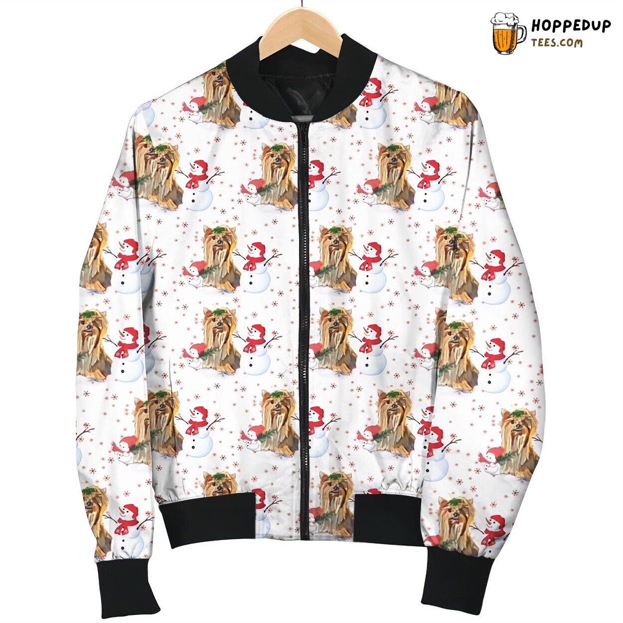 Yorkie And Snowman Bomber Jacket