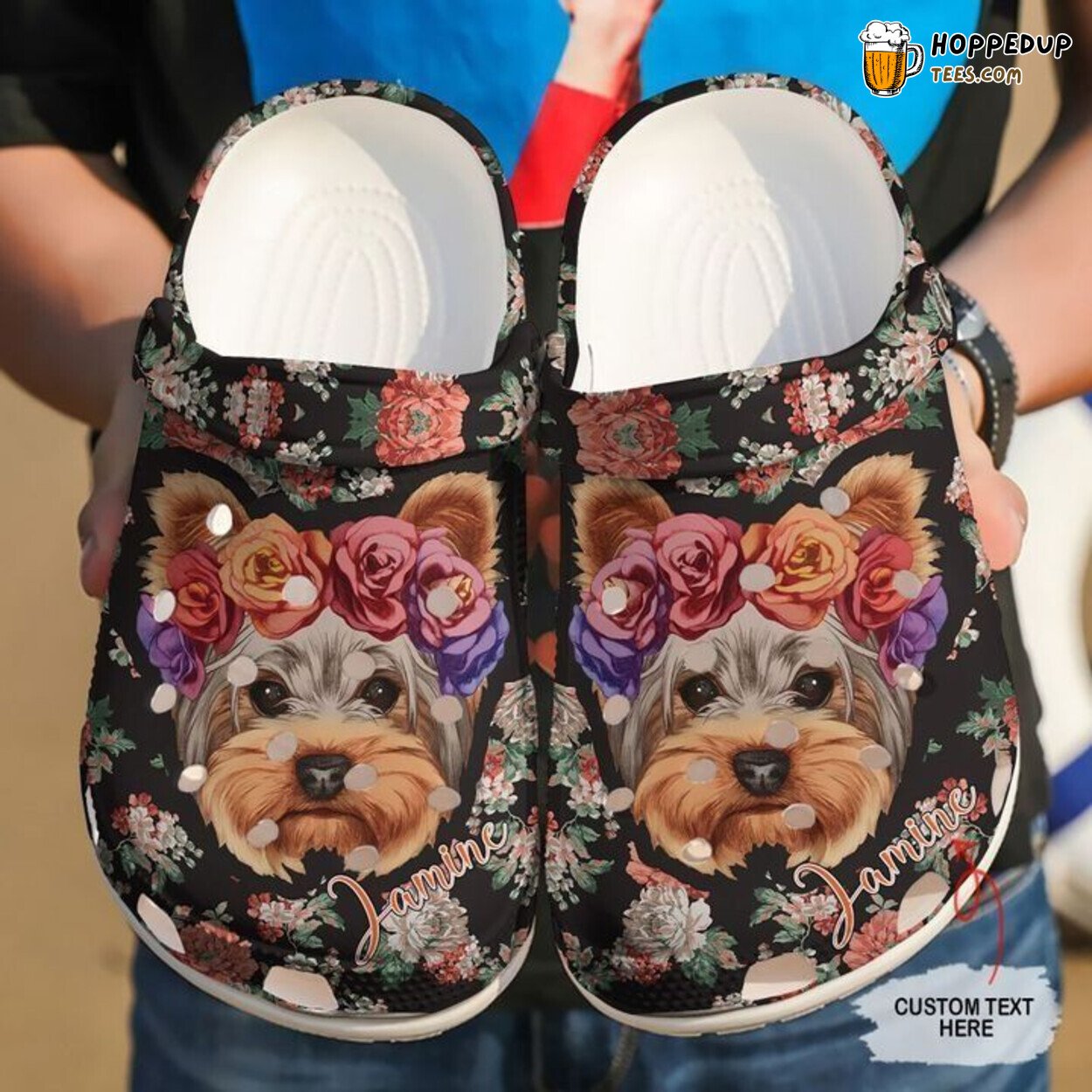 Yorkshire Floral Personalized Rubber Comfortable Unique Clogs Shoes