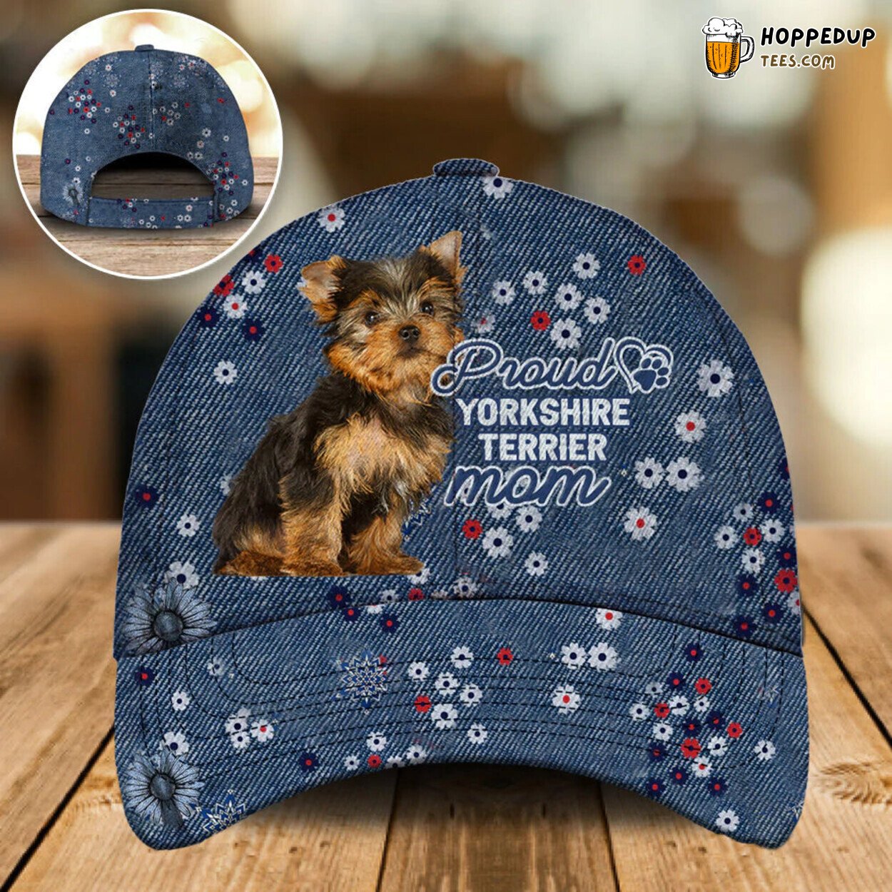 Yorkshire Terrier Mom Custom Pet Photo Baseball Cap Hat Unique Design Yorkshire Terrier Mom Custom Pet Photo Baseball Cap Hat Unique Design