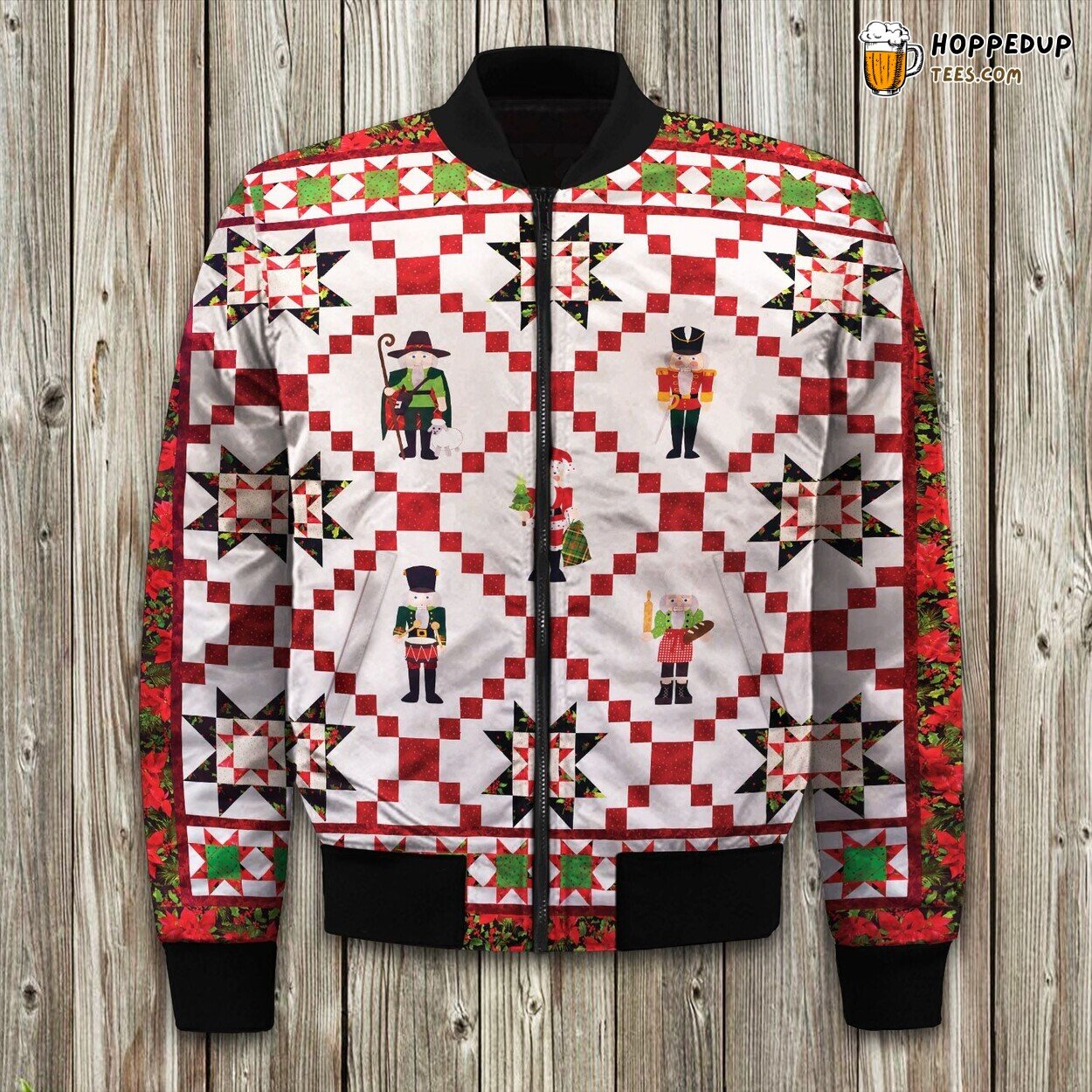 Yuletide Nutcracker Design Winter Bomber Jacket Christmas Fashion Touch