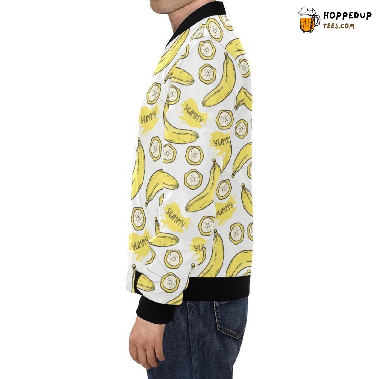 Yummy Banana Pattern Print Men’s Bomber Jacket Unique Design