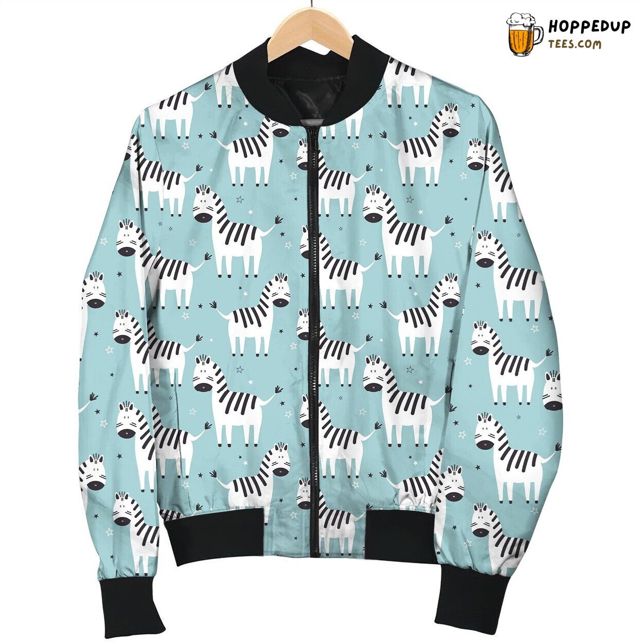 Zebra Funny Moments Winter Bomber Jacket Playful Stripes Theme