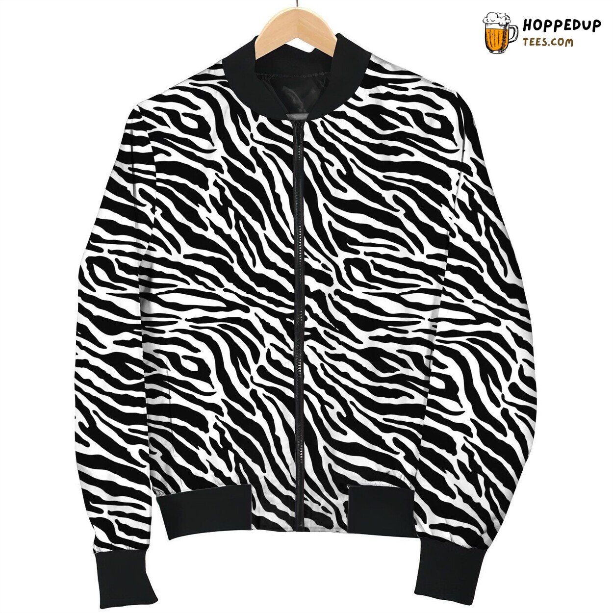 Zebra Skin Authentic Winter Bomber Jacket Wild Stripes Art