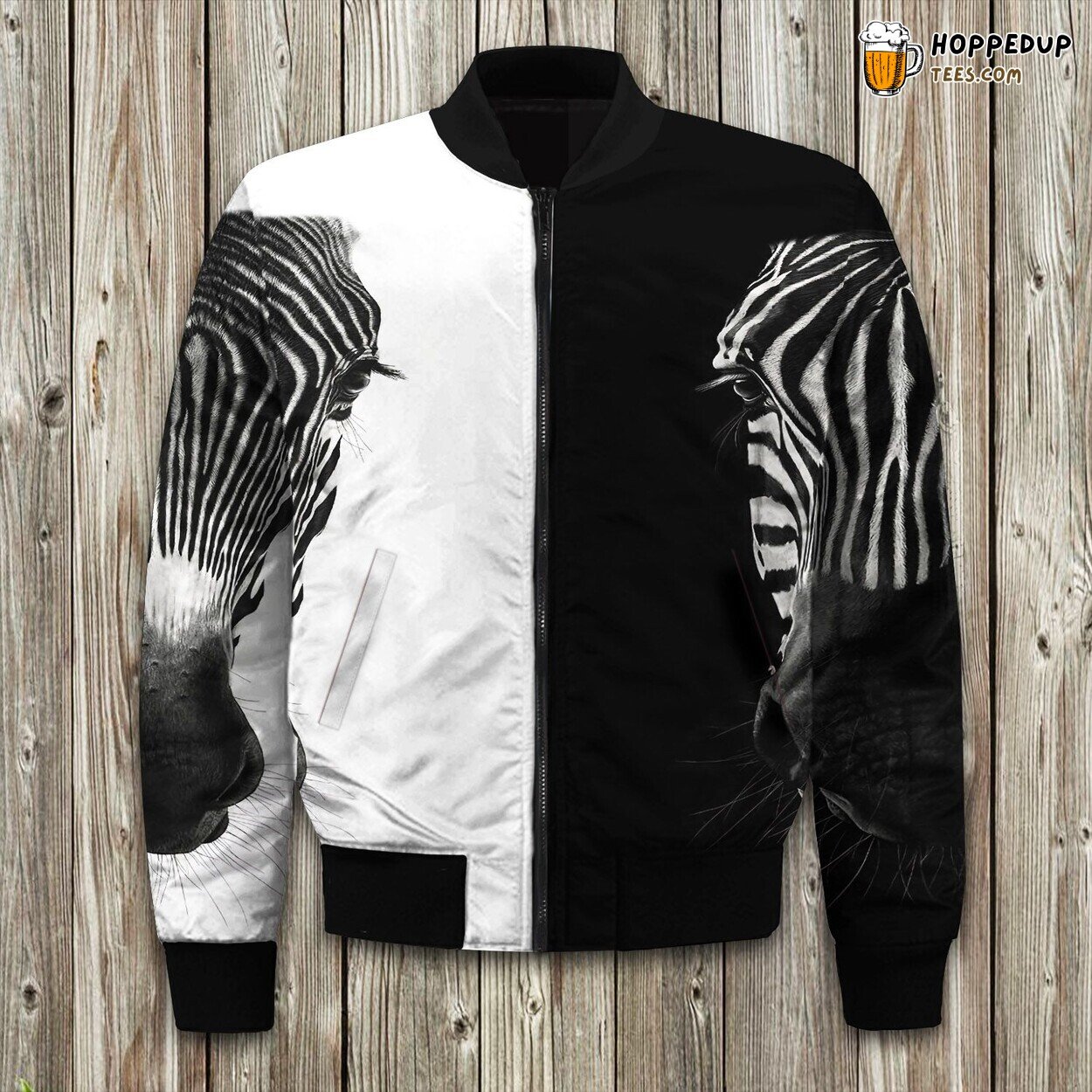 Zebra Stripe Wilderness Winter Bomber Jacket Safari Pattern