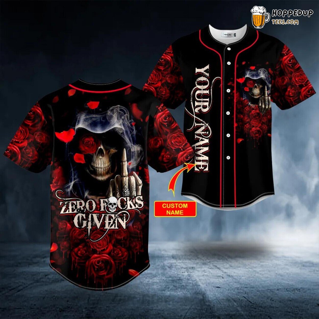 Zero F Red Rose Finger Grim Reaper Skull Unique Baseball Jersey