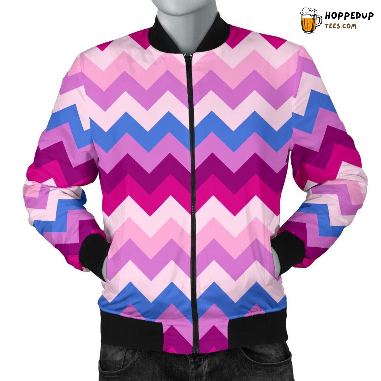 Zig Zag Classic Design Elegance Men’s Bomber Jacket Patterned Fashion Tribute