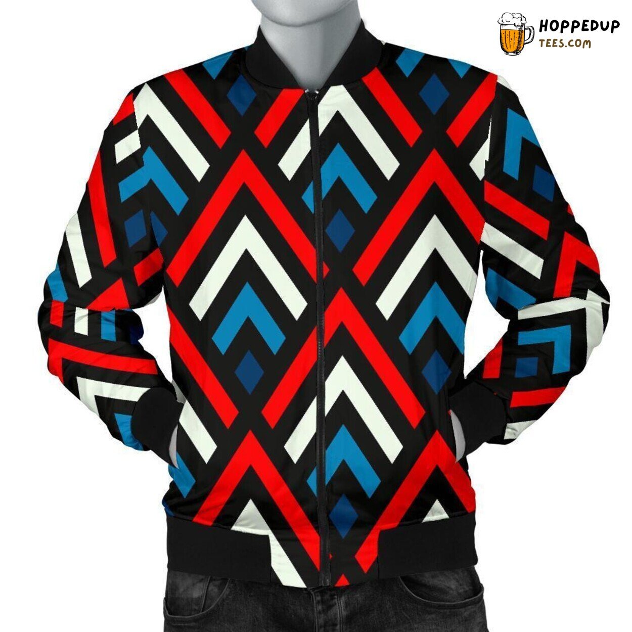 Zig Zag Striped Design Men’s Bomber Jacket Classic Patterned Fashion Statement