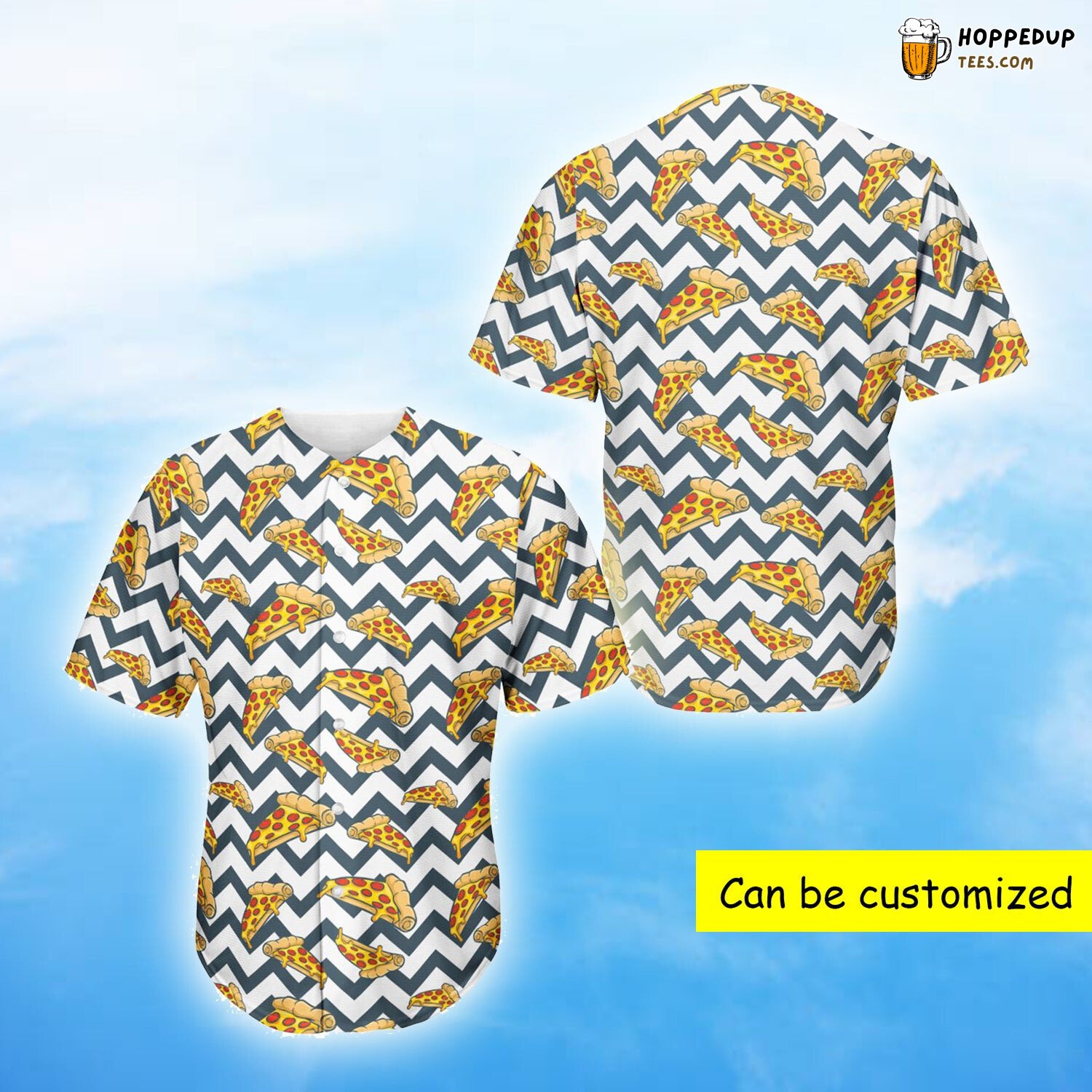 Zigzag Pizza Pattern Baseball Tee Jersey Shirts 3D